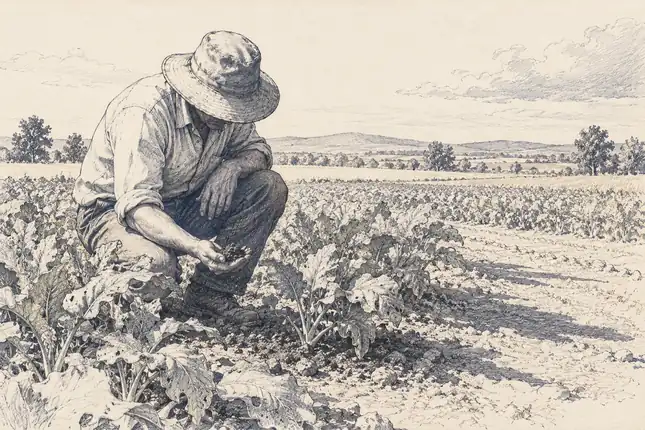 Illustration of farmers shadow.