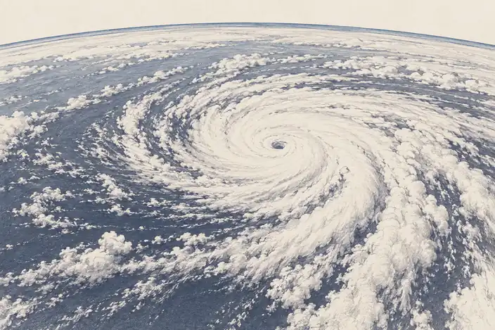 Illustration of storm from orbit.