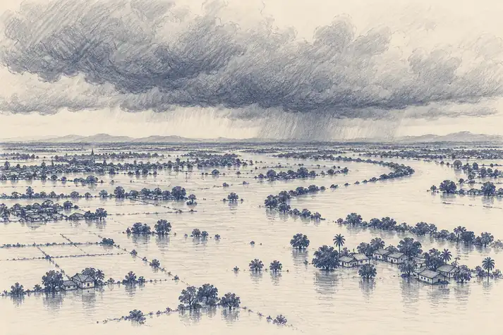 Illustration of clouded floodplain.