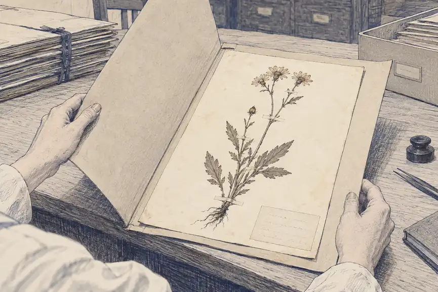Illustration of herbarium sheet.