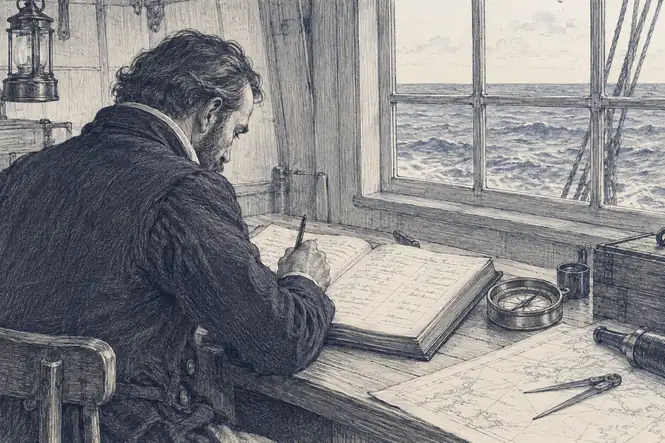 Illustration of ships log.