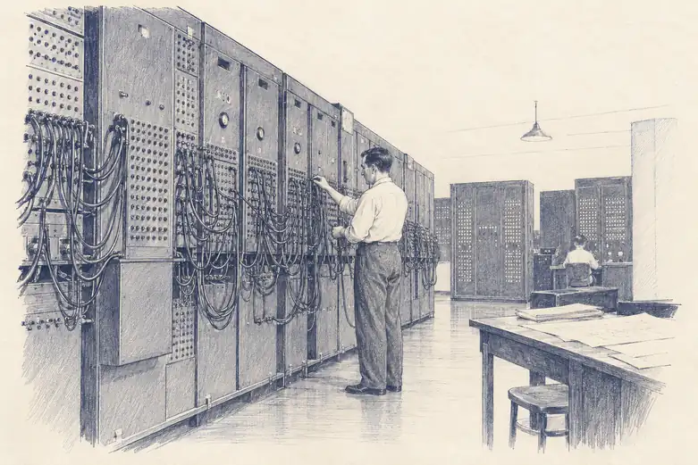 Illustration of early computer.
