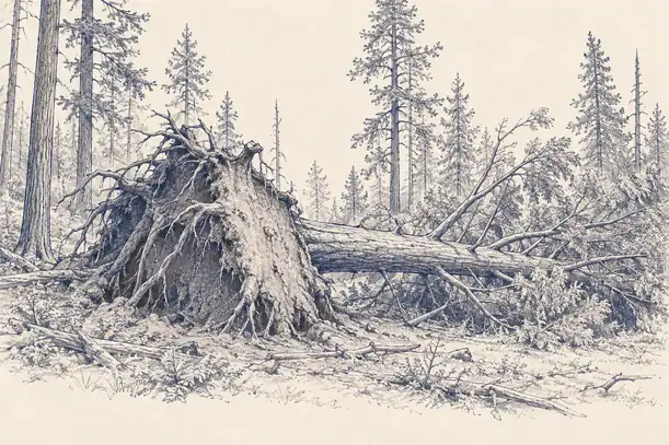 Illustration of windthrow.