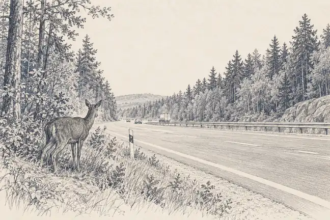 Illustration of road barrier.