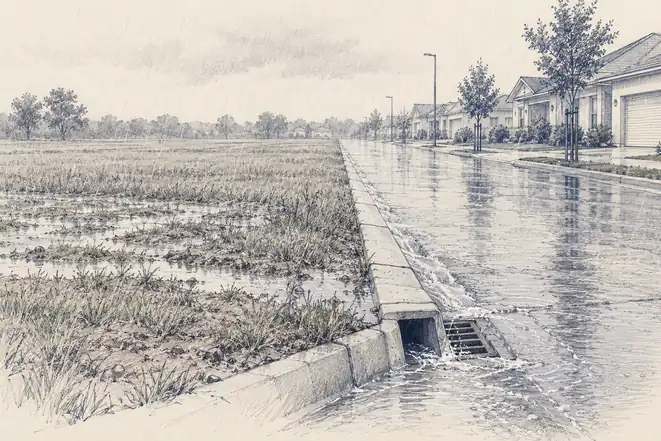 Illustration of paved floodplain.