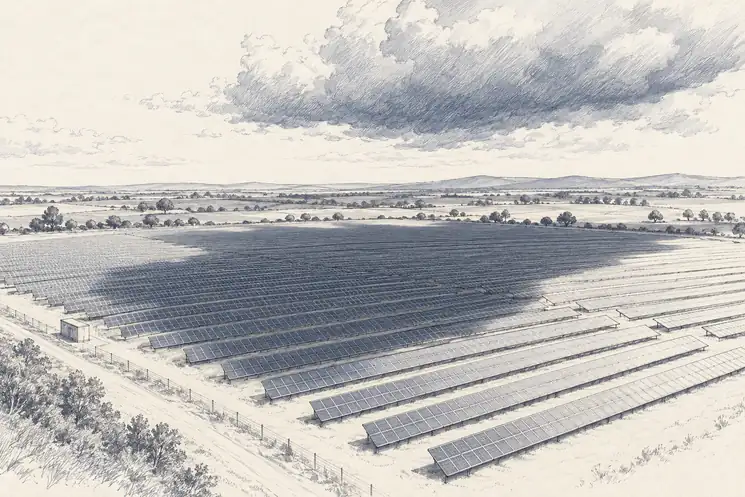Illustration of cloud over solar.