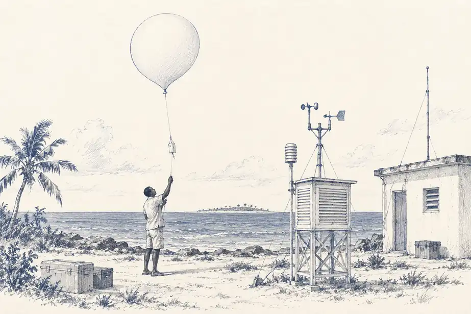 Illustration of island station.